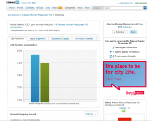 Statistiques ressources Humaines des entreprises sur Linkedin:exemple d'Adecco